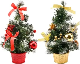 2x-mini-sztuczna-choinka-w-doniczce-ozdobiona-bombki-zlota-czerwona-30-cm