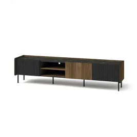szafka-rtv-200cm-trzydrzwiowa-ryflowana-prestigo-czarna-orzech-marmur