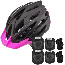 kask-rowerowy-regulowany-szosowy-elementy-odblaskowe-ochraniacze-komplet