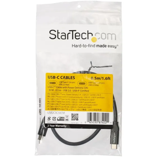startech-usb2c5c50cm-kabel-usb-usb-2-0-05-m-usb-c-czarny