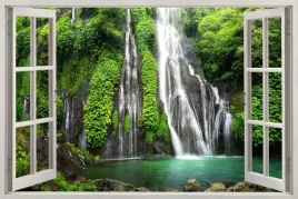 naklejka-na-sciane-widok-przez-okno-na-wodospad-w-lesie-natura-120x80