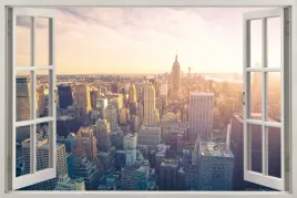 naklejka-na-sciane-do-salonu-widok-przez-okno-na-miasto-new-york-120x80