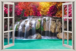 naklejka-na-sciane-do-salonu-sypialni-okno-wodospady-w-tajlandii-120x80