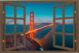 naklejka-na-sciane-do-salonu-widok-przez-okno-golden-gate-most-150x100