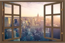 naklejka-na-sciane-do-salonu-widok-przez-okno-na-miasto-new-york-120x80