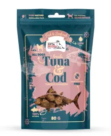 syta-micha-fish-and-seafood-przysmaki-dorsz-z-tunczykiem-dla-psa-80g