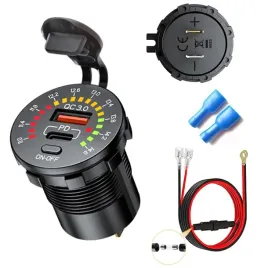 ladowarka-usb-c-szybka-do-zabudowy-samochodowa-motocyklowa-z-woltomierzem
