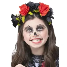 opaska-dziecieca-z-rozami-i-czaszka-roza-hiszpanka-los-muertos