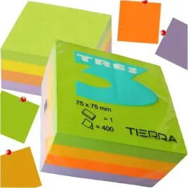 bloczek-karteczki-samoprzylepne-tres-kostka-75x75mm-400-k-wiosenne-4-kolory