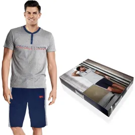 lonsdale-pizama-meska-krotka-22043-szary-roz-xl