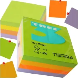 bloczek-karteczki-samoprzylepne-tres-kostka-75x75mm-400-k-wiosenne-4-kolory