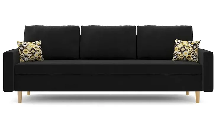 Kanapa Rozkładana z Funkcja SPANIA Elegancka Sofa ETNA Trzyosobowa Czarna