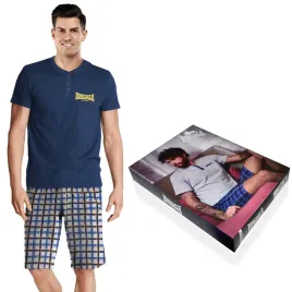 lonsdale-pizama-meska-krotka-22044-granat-roz-xl