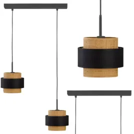 Zdjęcie produktu Lampa Wisząca Sufitowa Czarna Boho Regulowana LED E27 Abażur Żyrandol Modna