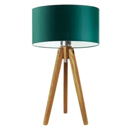 lampka-nocna-biurkowa-drewniana-stolowa-zielona-trojnog-z-abazurem-led-e27