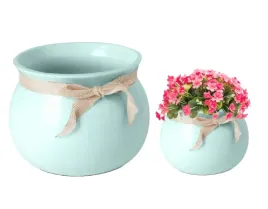doniczka-ceramiczna-mietowa-12x17-cm-ozdobna-ze-wstazka-okragla