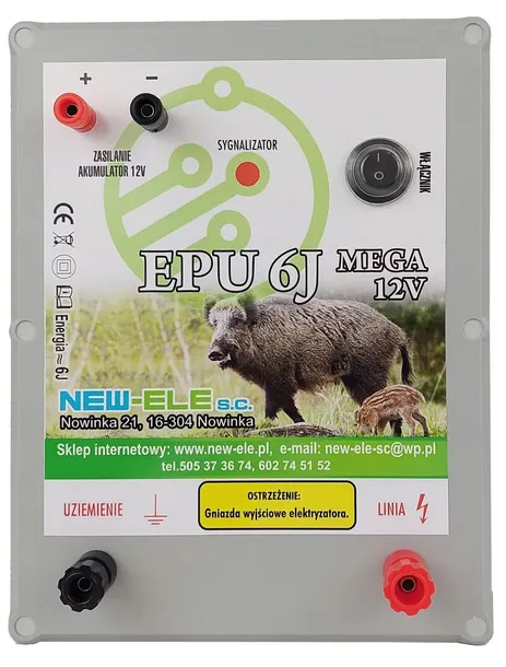 Elektryzator pastuch ogrodzeniowy EPU-6J 12V bateryjno-akumulatorowy 30 km