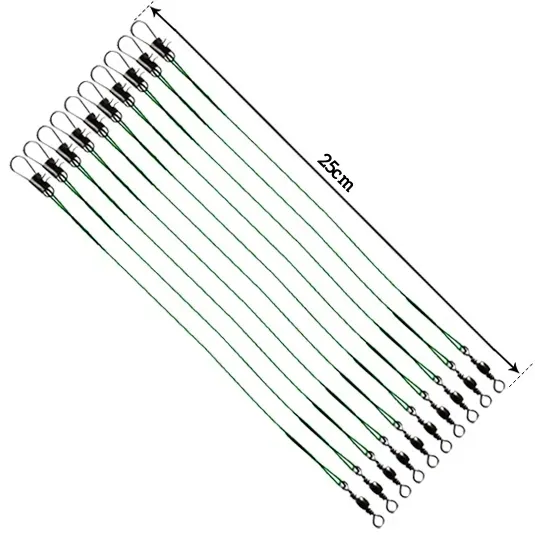 10szt PRZYPONY STALOWE stalki szczupak 15kg 25cm