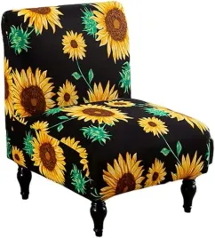 pokrowiec-na-fotel-bez-podlokietnikow-czarny-sloneczniki