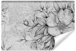 fototapeta-do-sypialni-beton-liscie-kwiaty-rosliny-abstrakcja-mur-450x300