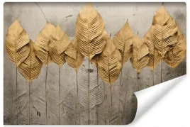 fototapeta-do-salonu-beton-liscie-rosliny-abstrakcja-mur-450x300