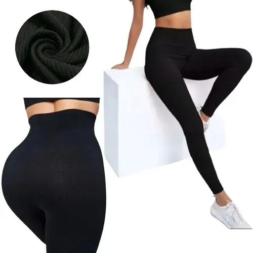 LEGGINSY PRĄŻKOWANE BAMBUSOWE MODELUJĄCE WYSOKI STAN DŁUGIE ROZMIAR L/XL