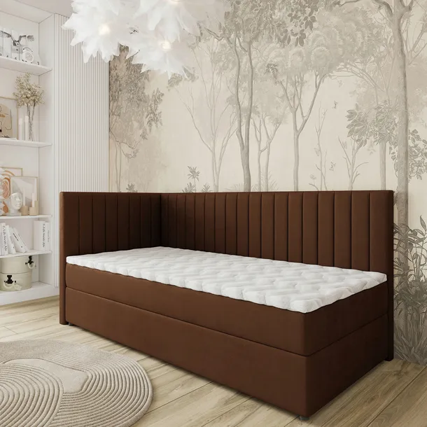 Łóżko Młodzieżowe ARIS 80x200cm z Pojemnikiem Materac Tapczan Brązowe