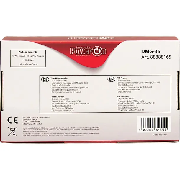inter-tech-dmg-36-wewnetrzny-wlan-bluetooth-5400-mbit-s