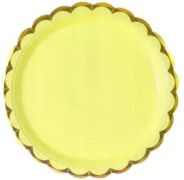 talerzyki-papierowe-urodzinowe-zolte-ze-zlota-obwodka-obramowka-18-cm-6-szt