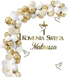 balony-na-komunie-dekoracje-krzyz-baner-xl-imie-dowolne-golebie-tasma