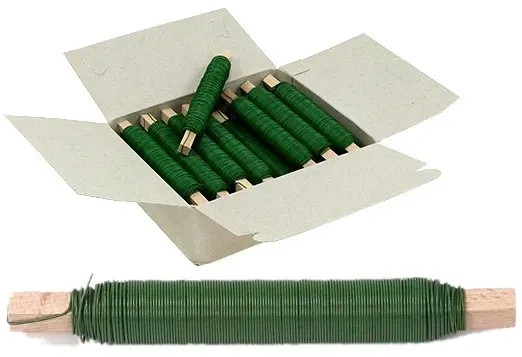 25 x DRUCIK ZIELONY FLORYSTYCZNY NA KOŁKU 0,65 MM DO WIEŃCY DRUT 2,5 KG
