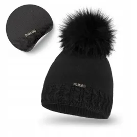 czapka-zimowa-damska-cieple-czarna-z-futerkiem-pamami-modny-pompon-jesienna