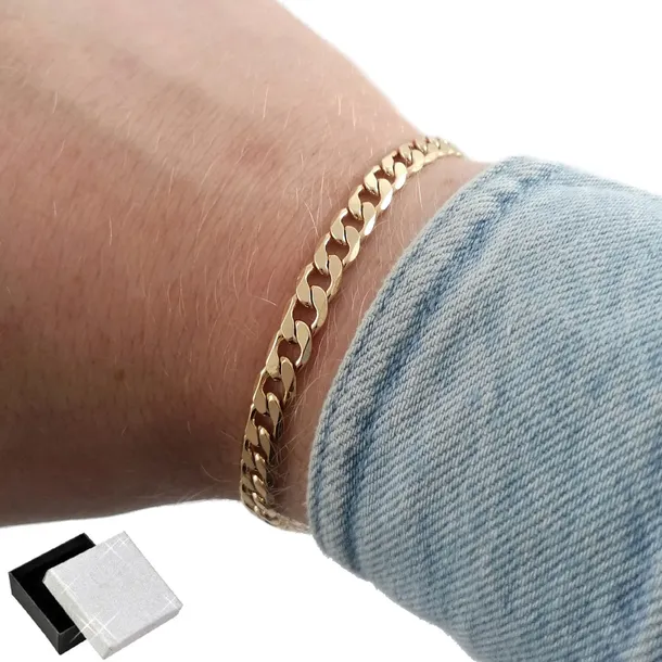 BRANSOLETKA MĘSKA PANCERKA 18K STAL CHIRURGICZNA 20,5cm/6mm PREZENT+GRATISY