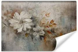 fototapeta-scienna-beton-abstrakcja-kwiaty-liscie-rosliny-mur-450x300