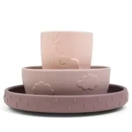 done-by-deer-zestaw-obiadowy-talerzyk-miseczka-z-przyssawka-friends-powder