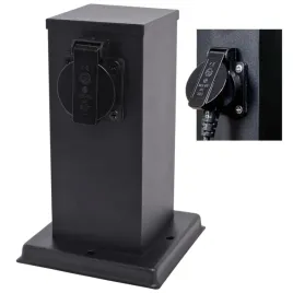 slupek-ogrodowy-zewnetrzny-stojacy-230v-20cm-2x-gniazdo-sieciowe-czarny