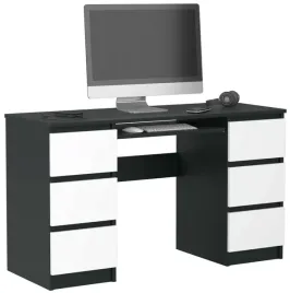 biurko-komputerowe-130cm-6-szuflad-czarny-bialy