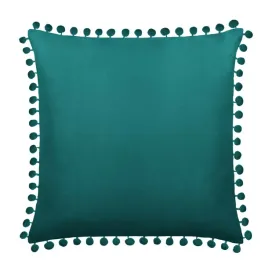 turkusowa-poszewka-z-pomponami-45x45-fluffy