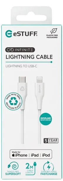 estuff-es602270-kabel-lightning-3-m-bialy