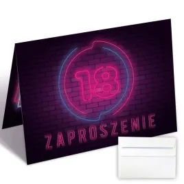 zaproszenia-na-18-urodziny-osiemnastka-czarno-rozowe-neon-koperta-1szt