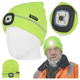 czapka-z-latarka-led-robocza-zimowa-ocieplana-odblaskowa-bhp-zolta-150lm