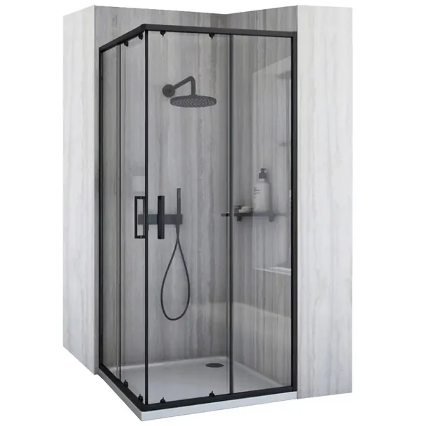Kabina prysznicowa rozsuwana CITY 90x90 BLACK CZARNA - REA