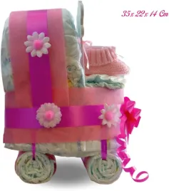 prezent-wozek-z-pieluchami-dla-noworodka-w-kolorze-rozowym-skarpetki-n124