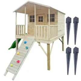 domek-drewniany-dla-dzieci-gucio-slizg-ciemnozielony-i-scianka-kotwy