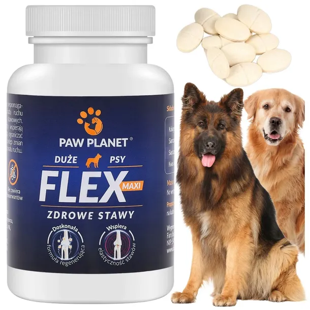 PAW PLANET FLEX TABLETKI NA STAWY DLA PSA KOLAGEN KWAS HIALURONOWY 120 TAB