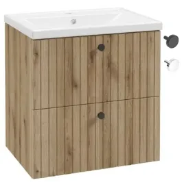 Zdjęcie produktu Szafka ryflowana łazienkowa z umywalką 60cm praktyczna ryflowana nowoczesna