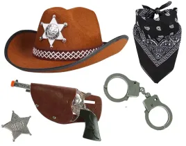 zestaw-szeryf-kowboj-kapelusz-dzieciecy-brazowy-bandama-pistolet-kabura