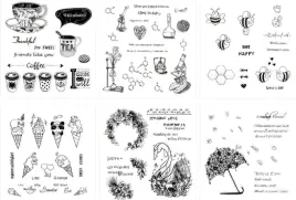 zestaw-6-arkuszy-stempelkow-silikonowych-kawa-lody-kwiaty-pszczoly