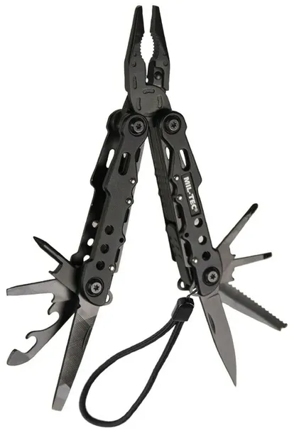 multitool-mil-tec-cobra-small-z-etui-black-stan-nowy-narzedzia-kombinerki-ostrze-otwieracz-do-kapsli-pila-pilnik-przecinak-skrobak-do-ryb-srubokret-krzyzakowy-srubokret-plaski-szczypce-szpikulec-szydlo