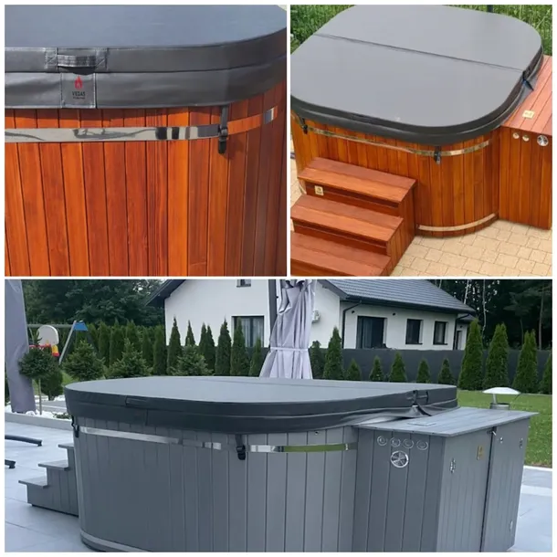 POKRYWA TERMICZNA Kwadratowa 200x200 cm do Balii Ogrodowej Jacuzzi Grafit